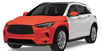 Boya koruma alanları kırmızıyla vurgulanan beyaz SUV araç