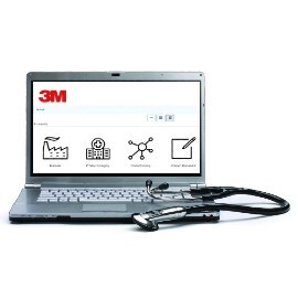 3M ifu bulucu ana sayfasını ve yanında Littmann stethoscope gösteren bir dizüstü bilgisayar.
