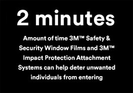 3M Emniyet ve Güvenlik Cam Filmleri istenmeyen kişilerin girmesini 2 dakika kadar önleyebilir.
